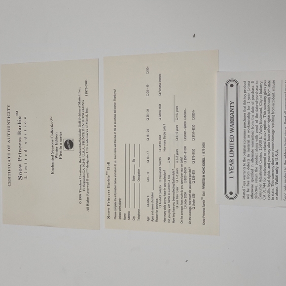 Mattel Enchanted Seasons Snow Princess Barbie #11875 NRFB First in Series 1994 - Picture 9 of 10